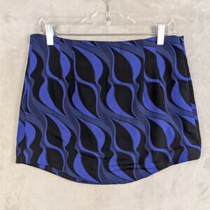 Zara Blue And Black Geometric Design Mini Skirt Side Zip Large Party Bohoemian